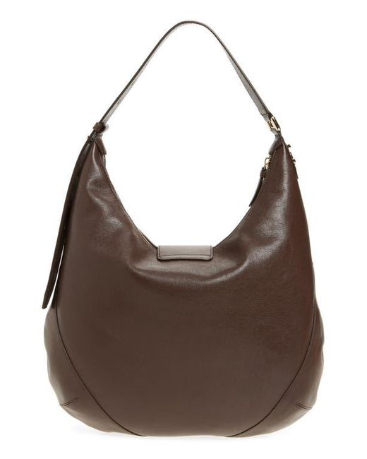 Jimmy Choo Brown Bar Medium Leather Hobo Shoulder Bag