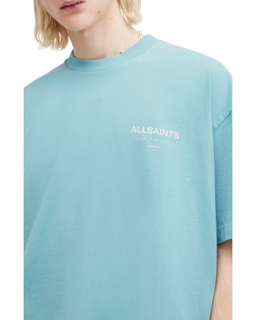 AllSaints Blue Underground Oversize Organic Cotton Graphic T-shirt for men