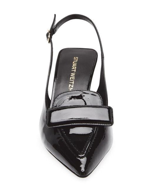 Stuart Weitzman Black Sovinnie Slingback Patent Loafer Pump