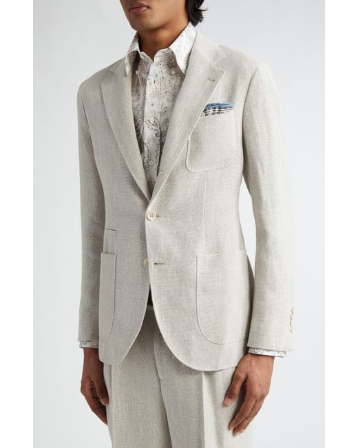 Brunello Cucinelli White Chalk Stripe Linen Blend Suit for men