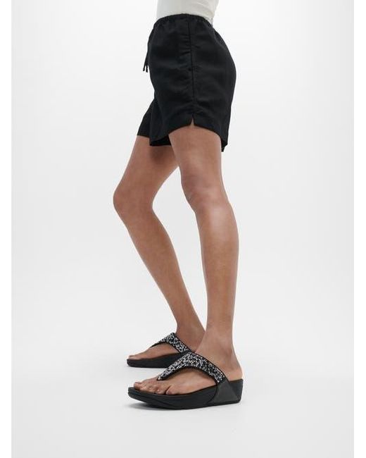 Fitflop Black Lulu Crystal Mix Sandals