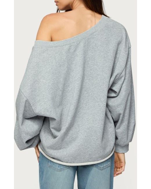 Edikted Gray Winfred Oversize One-Shoulder Sweatshirt