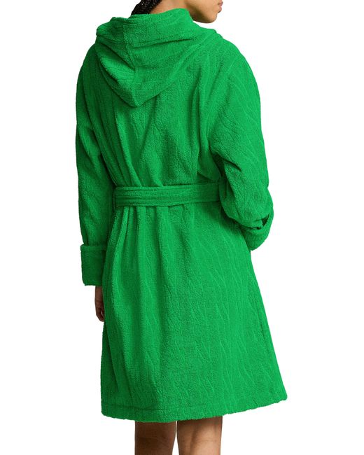 Polo Ralph Lauren Green Hooded Jacquard Robe