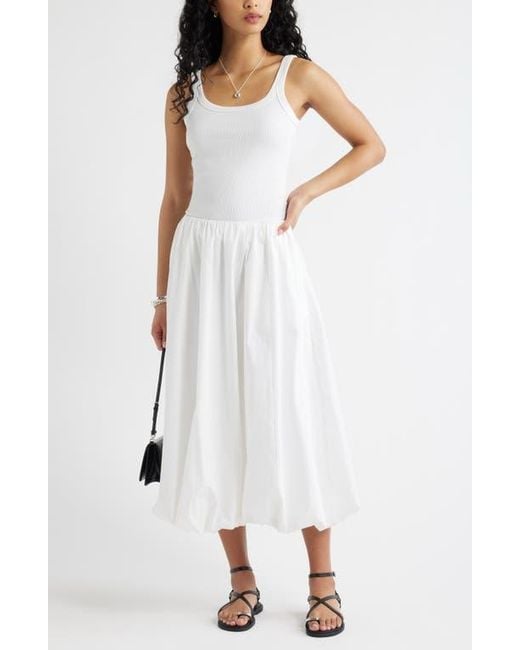 Open Edit White Bubble Midi Skirt