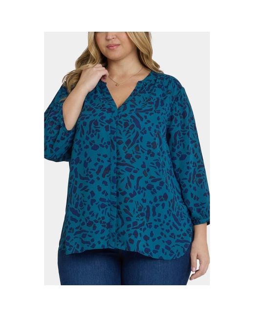 NYDJ Blue Pintuck Top
