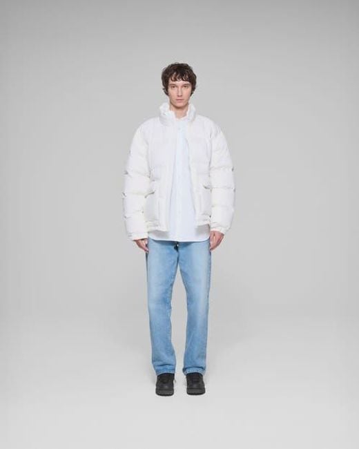 vowels White Puffer Jacket for men