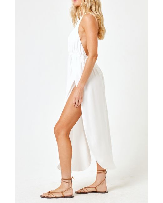 L*Space White Marina Halter Cover-up Dress