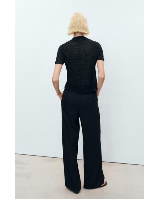 Mango Black Carla Wide Leg Pants