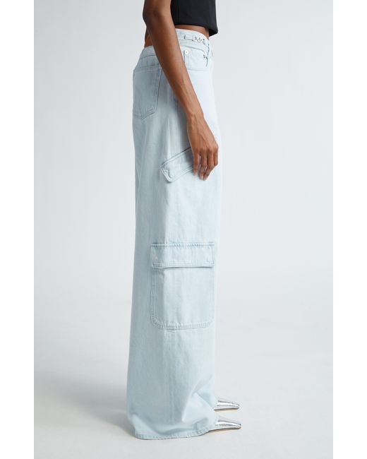 Versace White Pocket Detail Wide Leg Cargo Jeans