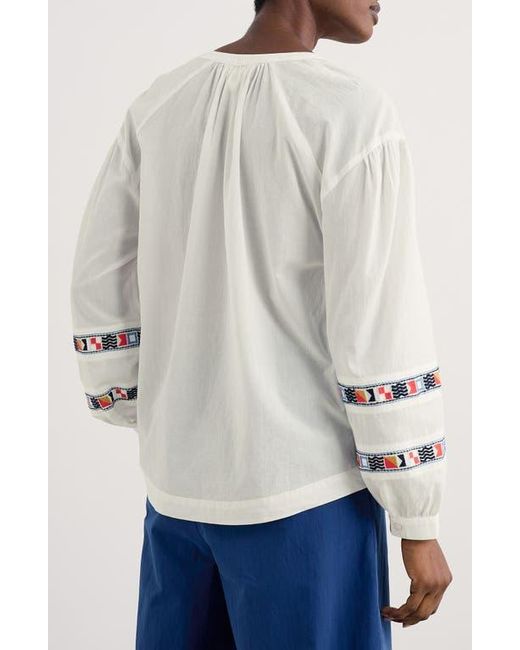 Seasalt Cornwall Blue Weaving Sea Organic Cotton Peasant Shirt