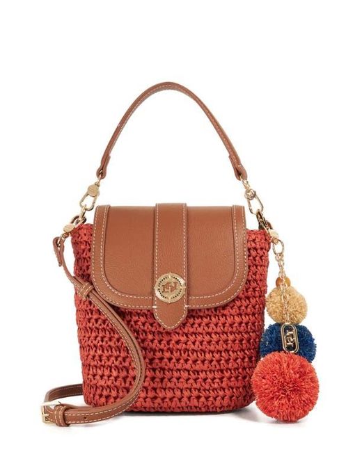 Dune Red Dimple Raffia Handbag