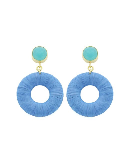 Panacea Blue Raffia Open Circle Drop Earrings