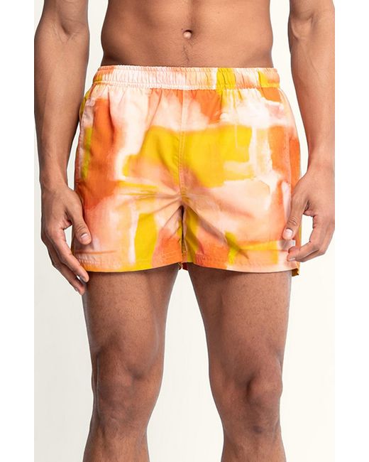 AUTO-REPLY™ Orange Sebastian Solid 4-Inch Nylon Swim Trunks for men
