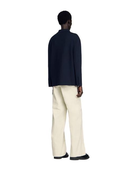 Sandro Blue Knitted Shirt Jacket for men