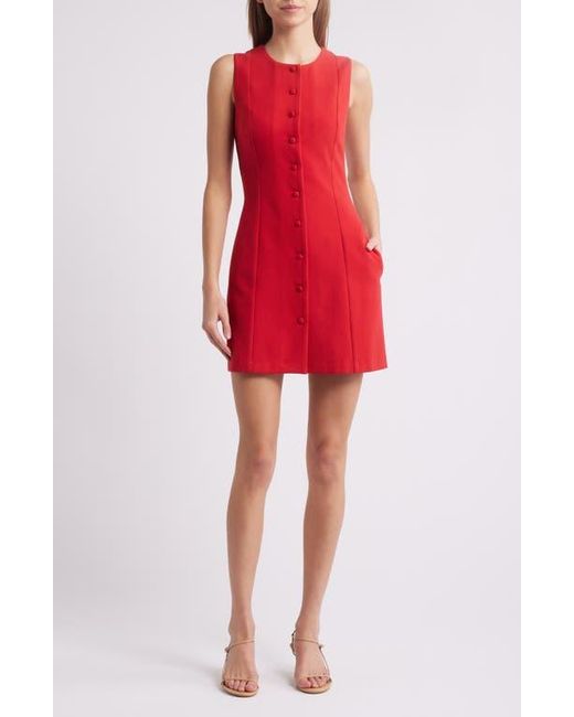 Charles Henry Red Button-Up Minidress