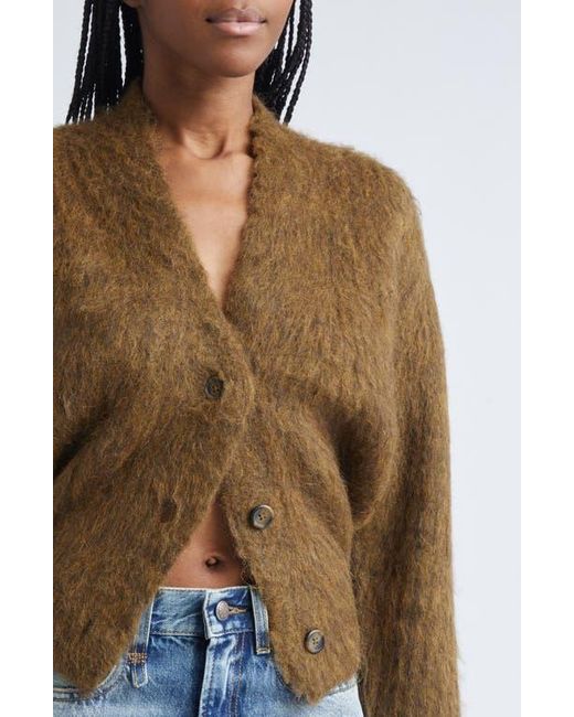 R13 Brown Split Hem Rib Alpaca & Wool Blend Cardigan