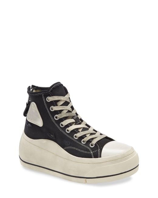R13 Black Platform High Top Sneaker