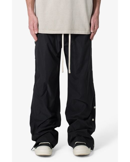MNML Black Oversize Side Snap Nylon Pants for men