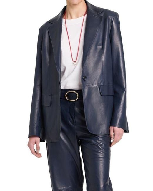 Twp Blue Jillian Leather Blazer
