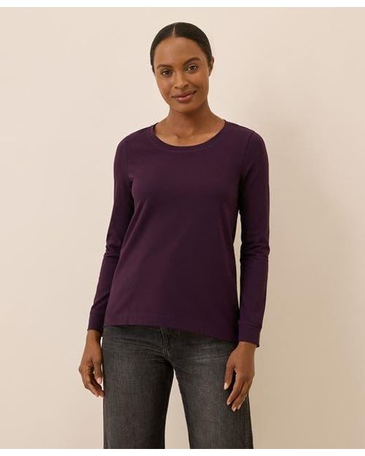 Pact Purple Luxe Stretch Jersey Swing Long Sleeve Tee