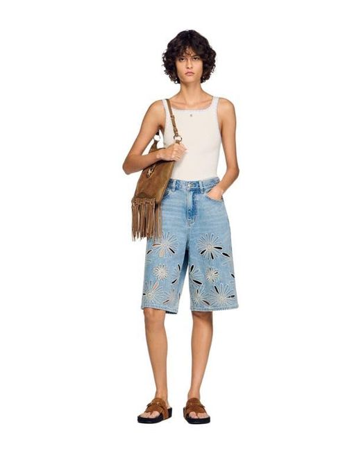 Sandro Blue Ribbed Vest Top