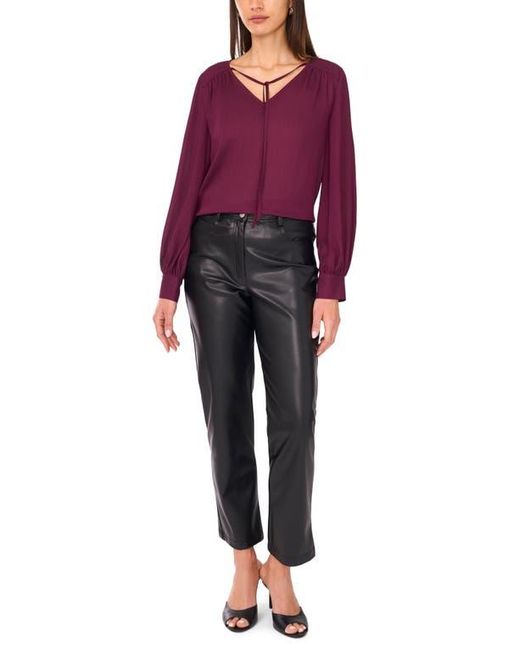 Vince Camuto Red Split Neck Satin Top