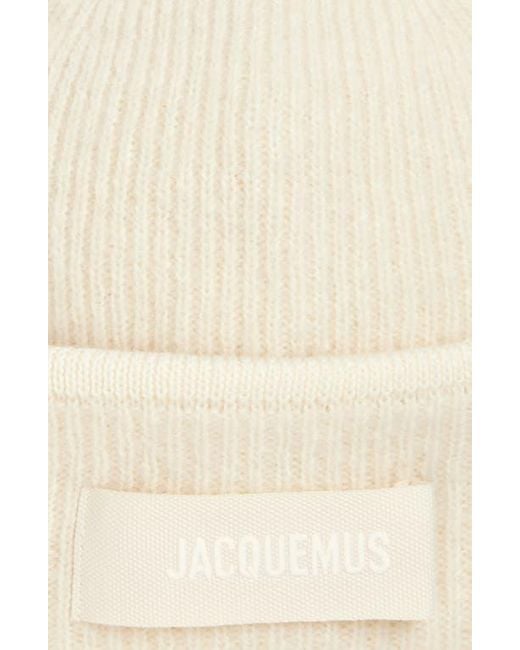 Jacquemus Natural Le Bonnet Grosgrain Alpaca & Wool Blend Beanie