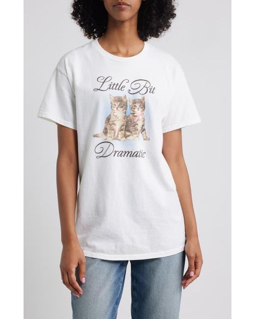 Junk Food White Little Bit Dramatic Cotton Graphic T-Shirt
