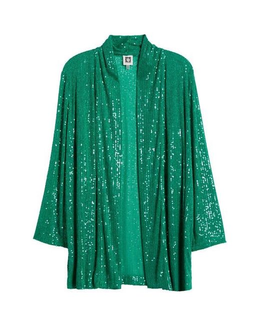 Anne Klein Green Sequin Draped Open Front Cardigan