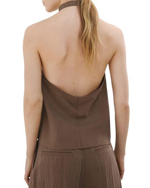 Mango Brown Cowl Halter Neck Top
