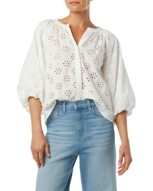 Joe's Jeans Blue The Andie Broderie Anglaise Cotton Button-up Top