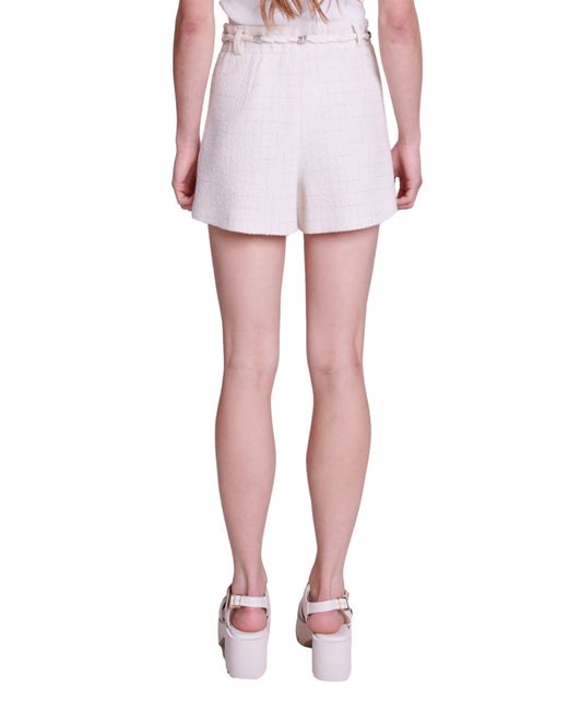 Maje White Illoni Belted Tweed Shorts