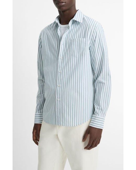 Vince Blue Stripe Classic Fit Button-Up Shirt for men