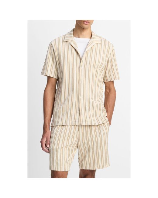 Vince Natural Jacquard Stripe Knit Camp Shirt for men