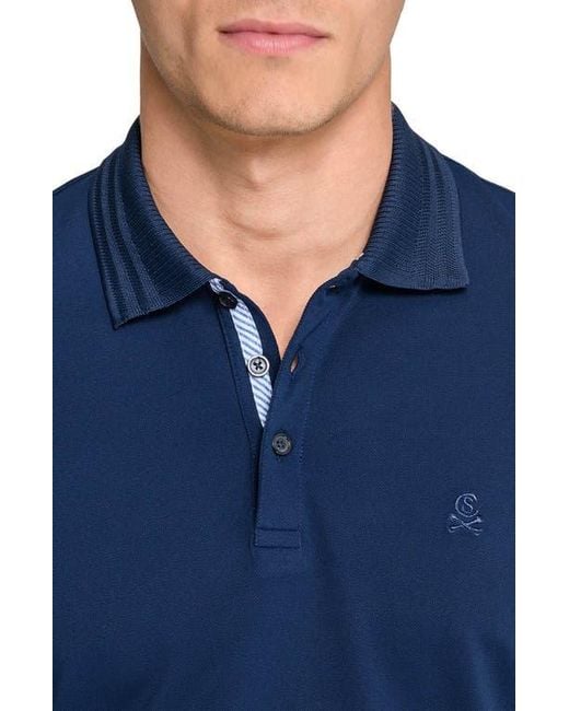 Con.struct Blue Slim Fit Short Sleeve Solid Polo for men