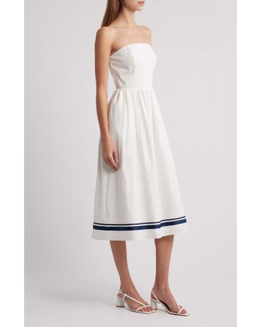 Charles Henry White Strapless Midi Dress