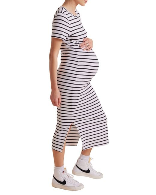 A Pea In The Pod Multicolor Jersey Midi Maternity Dress