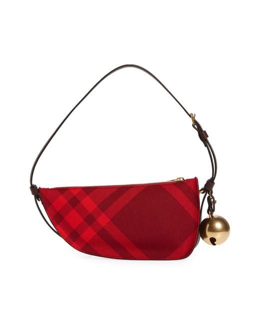 Burberry Red Mini Shield Check Shoulder Bag