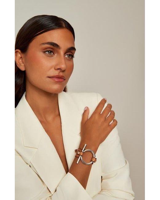 CXC Metallic Omega Leather Bracelet