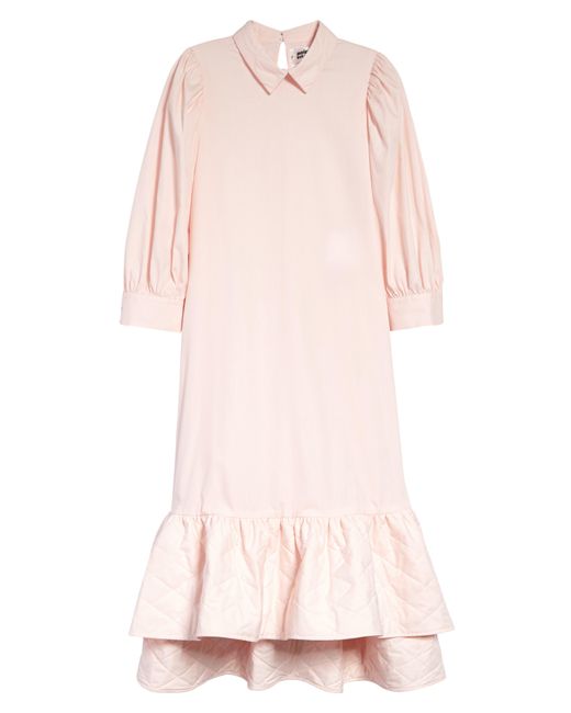 Noir Kei Ninomiya Pink Quilt Drop Waist Dress