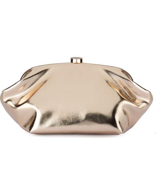 Olga Berg Natural Tally Metallic Faux Leather Frame Clutch