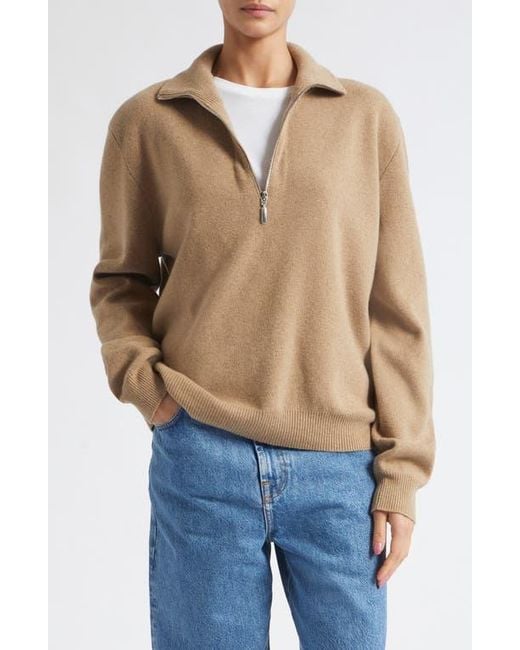 Rohe Brown Mouliné Half Zip Pullover Sweater