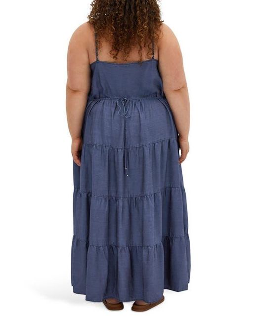 City Chic Blue Island Tiered Maxi Dress