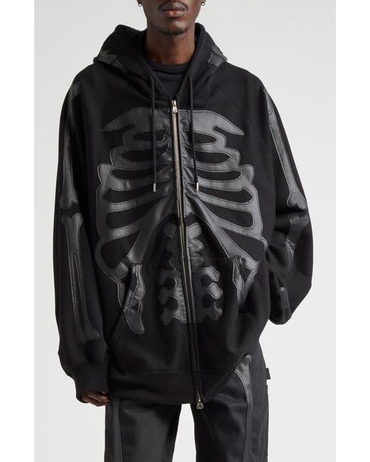 TAKAHIROMIYASHITA TheSoloist. Back Gusset Bone Appliqué Zip Hoodie