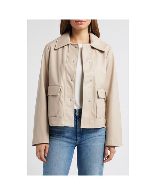 Sam Edelman Jacket Sam Edelman Faux Leather Swing Jacket in Natural | Lyst