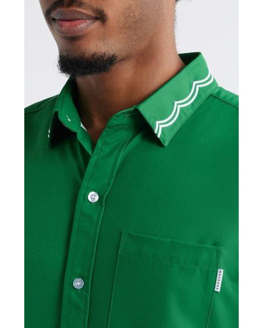 MAVRANS Green Ciao Weekend Embroidered Short Sleeve Performance Button-Up Shirt for men
