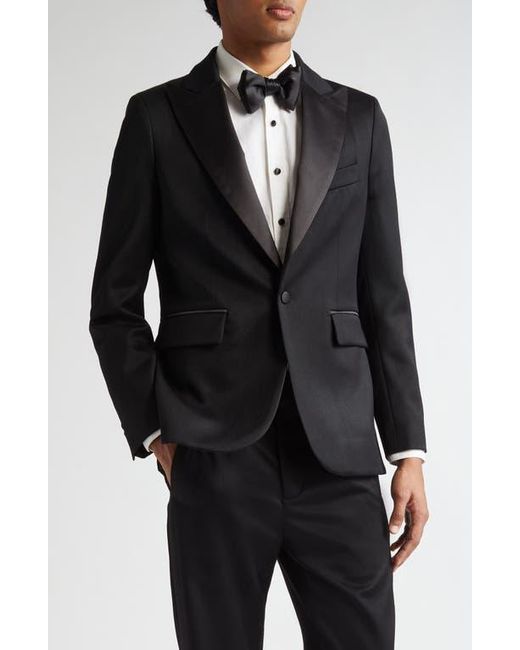 Bode Black Barathea Peak Lapel Wool Tuxedo Jacket for men