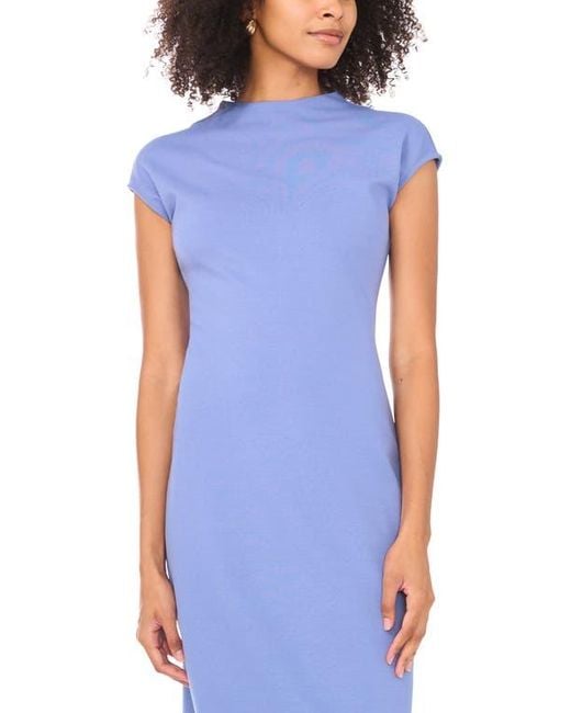 Vince Camuto Blue Mock Neck Midi Dress