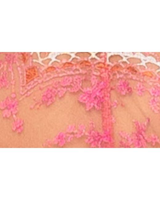 MAPALE Pink Embroidered Mesh Underwire Babydoll Chemise & G-String Set