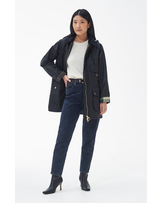 Barbour Highclere Hooded Waxed Jacket in Black Lyst